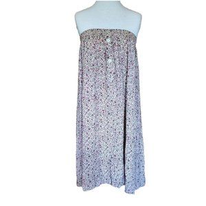 Flowy Multicolor Elastic Micro Flower Midi Dress/L